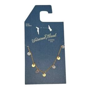 Universal Thread rose quartz gold tone necklace NWT